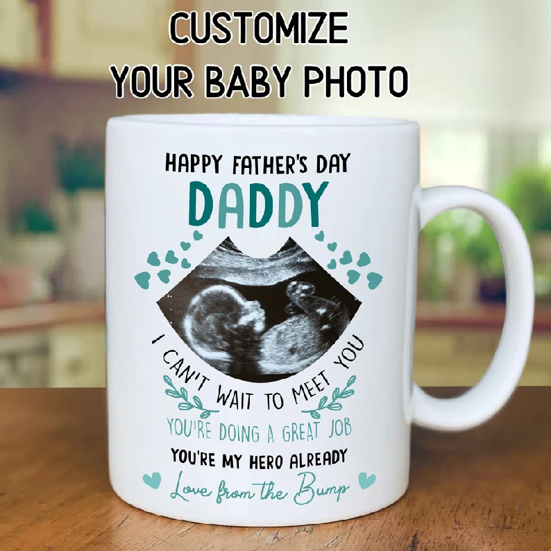 First Fathers Day Custom Mug Pregnant Reveal Mug For Dad Personalized Fathers Day Gift